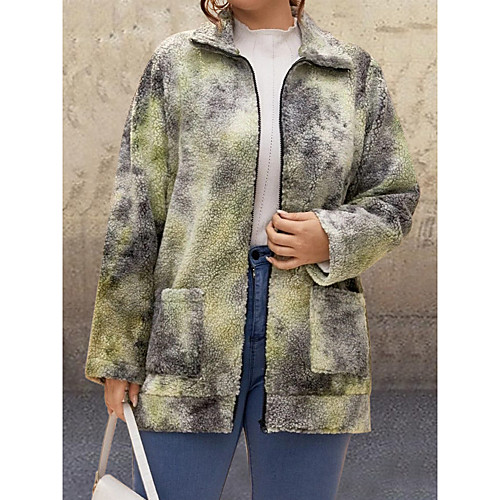 Women's Plus Size Teddy Coat Patchwork Tie Dye Long Stand Collar Going out Fall & Winter Big Size
Women's Plus Size Teddy Coat Patchwork Tie Dye Long Stand Collar Going out Fall & Winter Big Size