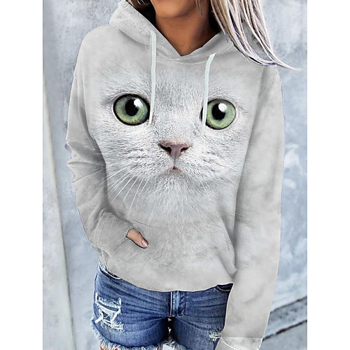 Women's Hoodie Pullover Cat Graphic 3D Front Pocket Print Daily 3D Print Basic Casual Hoodies Sweatshirts White
Women's Hoodie Pullover Cat Graphic 3D Front Pocket Print Daily 3D Print Basic Casual Hoodies Sweatshirts White
