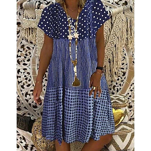 Women's T Shirt Dress Tee Dress Knee Length Dress Blue Green Black Red Short Sleeve Polka Dot Patchwork Print Summer V Neck Casual Vintage Loose 2021 S M L XL XXL 3XL 4XL 5XL
Women's T Shirt Dress Tee Dress Knee Length Dress Blue Green Black Red Short Sleeve Polka Dot Patchwork Print Summer V Neck Casual Vintage Loose 2021 S M L XL XXL 3XL 4XL 5XL