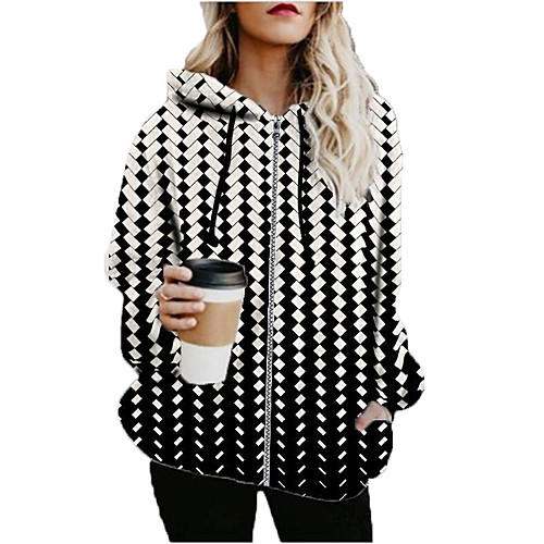 Women's Hoodied Jacket Sports Fall & Winter Long Coat Loose Jacket Long Sleeve Print Print Black
Women's Hoodied Jacket Sports Fall & Winter Long Coat Loose Jacket Long Sleeve Print Print Black