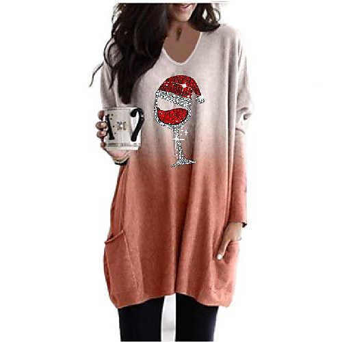 Women's Christmas T shirt Color Gradient Graphic Prints Long Sleeve Patchwork Print Round Neck Tops Christmas Basic Top Blue Purple Orange
Women's Christmas T shirt Color Gradient Graphic Prints Long Sleeve Patchwork Print Round Neck Tops Christmas Basic Top Blue Purple Orange