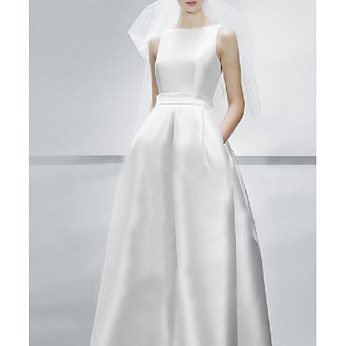 A-Line Wedding Dresses Jewel Neck Sweep / Brush Train Satin Sleeveless Simple Elegant with 2021
A-Line Wedding Dresses Jewel Neck Sweep / Brush Train Satin Sleeveless Simple Elegant with 2021