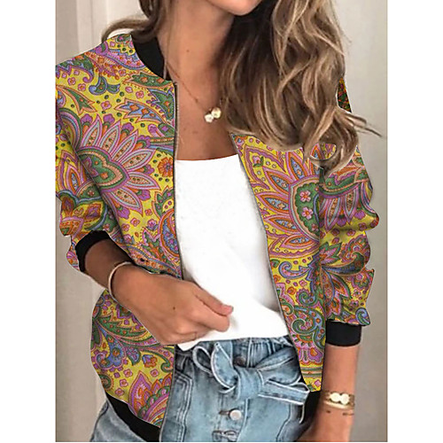 Women's Jacket Sports Spring & Fall Regular Coat Regular Fit Streetwear Jacket Long Sleeve Plants Patchwork Khaki / Going out / Print
Women's Jacket Sports Spring & Fall Regular Coat Regular Fit Streetwear Jacket Long Sleeve Plants Patchwork Khaki / Going out / Print