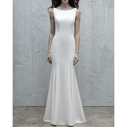 Mermaid / Trumpet Wedding Dresses Jewel Neck Floor Length Stretch Fabric Sleeveless Simple with 2021
Mermaid / Trumpet Wedding Dresses Jewel Neck Floor Length Stretch Fabric Sleeveless Simple with 2021