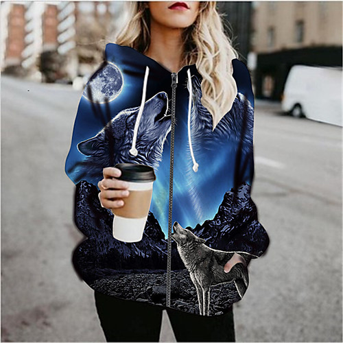 Women's Hoodied Jacket Sports Fall & Winter Regular Coat Loose Jacket Long Sleeve Print Print Blue
Women's Hoodied Jacket Sports Fall & Winter Regular Coat Loose Jacket Long Sleeve Print Print Blue
