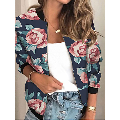 Women's Jacket Sports Spring & Fall Regular Coat Regular Fit Streetwear Jacket Long Sleeve Plants Patchwork Navy Blue / Going out / Print
Women's Jacket Sports Spring & Fall Regular Coat Regular Fit Streetwear Jacket Long Sleeve Plants Patchwork Navy Blue / Going out / Print