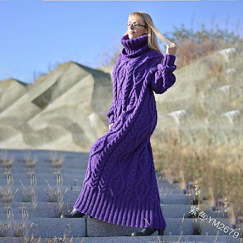 Women's Sweater Jumper Dress Maxi long Dress Purple Army Green Gray Black Brown Long Sleeve Solid Color Pocket Patchwork Fall Spring Turtleneck Elegant Formal 2021 S M L XL XXL 3XL 4XL 5XL
Women's Sweater Jumper Dress Maxi long Dress Purple Army Green Gray Black Brown Long Sleeve Solid Color Pocket Patchwork Fall Spring Turtleneck Elegant Formal 2021 S M L XL XXL 3XL 4XL 5XL