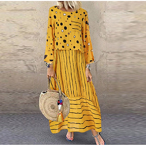 Women's Swing Dress Maxi long Dress Yellow White Red Long Sleeve Print Patchwork Print Fall Spring Round Neck Casual Loose 2021 M L XL XXL 3XL
Women's Swing Dress Maxi long Dress Yellow White Red Long Sleeve Print Patchwork Print Fall Spring Round Neck Casual Loose 2021 M L XL XXL 3XL
