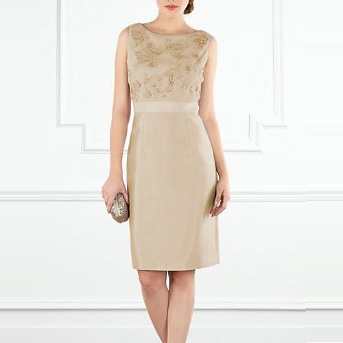 Sheath / Column Minimalist Elegant Engagement Cocktail Party Dress Jewel Neck Sleeveless Knee Length Lace Satin with Appliques 2021
Sheath / Column Minimalist Elegant Engagement Cocktail Party Dress Jewel Neck Sleeveless Knee Length Lace Satin with Appliques 2021
