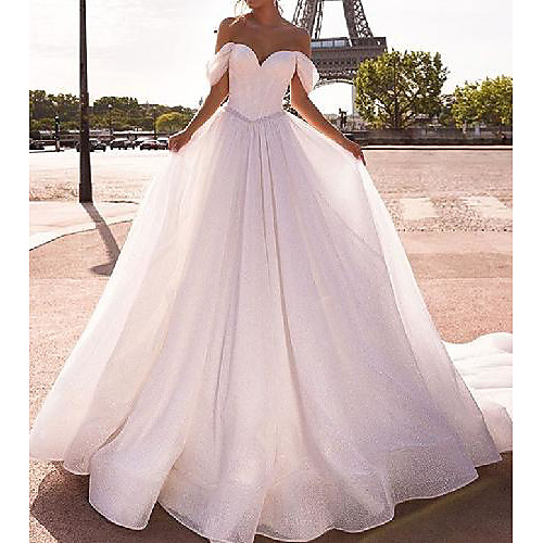 A-Line Wedding Dresses Off Shoulder Chapel Train Tulle Sleeveless Country with 2021
A-Line Wedding Dresses Off Shoulder Chapel Train Tulle Sleeveless Country with 2021