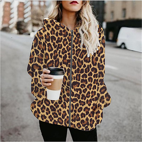 Women's Hoodied Jacket Sports Spring & Fall Regular Coat Regular Fit Active Streetwear Jacket Long Sleeve Leopard Patchwork Khaki / Going out / Print
Women's Hoodied Jacket Sports Spring & Fall Regular Coat Regular Fit Active Streetwear Jacket Long Sleeve Leopard Patchwork Khaki / Going out / Print