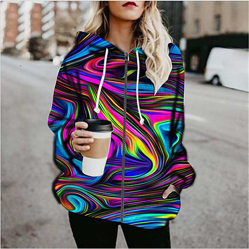 Women's Hoodied Jacket Sports Fall & Winter Regular Coat Loose Chic & Modern Jacket Long Sleeve Print Print Blue Green
Women's Hoodied Jacket Sports Fall & Winter Regular Coat Loose Chic & Modern Jacket Long Sleeve Print Print Blue Green