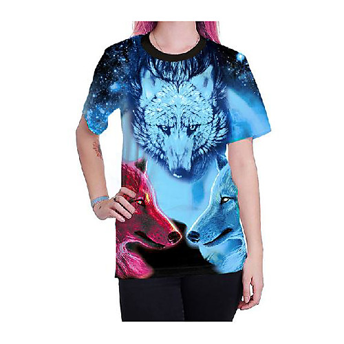 Women's T shirt Graphic Animal Print Round Neck Tops Basic Punk & Gothic Basic Top Blue
Women's T shirt Graphic Animal Print Round Neck Tops Basic Punk & Gothic Basic Top Blue