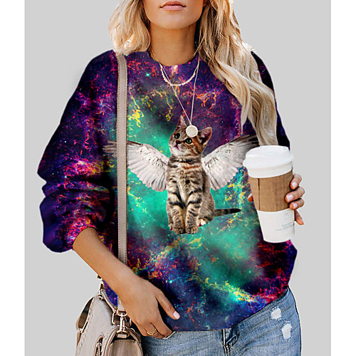 Women's Pullover Sweatshirt Cat Graphic 3D Print Daily 3D Print Basic Casual Hoodies Sweatshirts Purple 
Women's Pullover Sweatshirt Cat Graphic 3D Print Daily 3D Print Basic Casual Hoodies Sweatshirts Purple