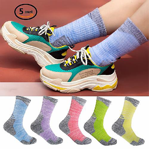 Women's Hiking Socks Crew Socks Ski Socks 5 Pairs Outdoor Breathable Warm Moisture Wicking Anti Blister Socks Patchwork Cotton Multi color for Camping / Hiking Hunting Fishing
Women's Hiking Socks Crew Socks Ski Socks 5 Pairs Outdoor Breathable Warm Moisture Wicking Anti Blister Socks Patchwork Cotton Multi color for Camping / Hiking Hunting Fishing