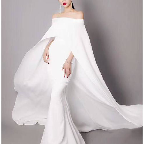 Mermaid / Trumpet Wedding Dresses Off Shoulder Sweep / Brush Train Chiffon Sleeveless Simple with Pleats 2021
Mermaid / Trumpet Wedding Dresses Off Shoulder Sweep / Brush Train Chiffon Sleeveless Simple with Pleats 2021