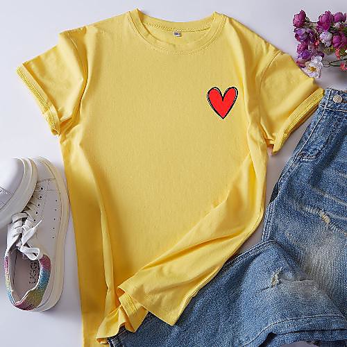 Women's T shirt Heart Round Neck Tops 100% Cotton Basic Basic Top White Black Red
Women's T shirt Heart Round Neck Tops 100% Cotton Basic Basic Top White Black Red