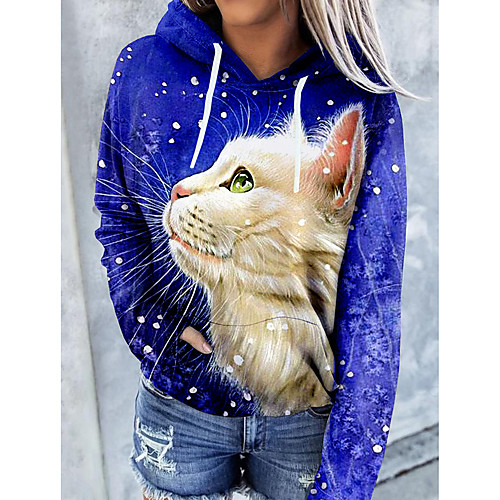 Women's Pullover Hoodie Sweatshirt Cat Graphic 3D Front Pocket Print Daily 3D Print Basic Casual Hoodies Sweatshirts Blue
Women's Pullover Hoodie Sweatshirt Cat Graphic 3D Front Pocket Print Daily 3D Print Basic Casual Hoodies Sweatshirts Blue