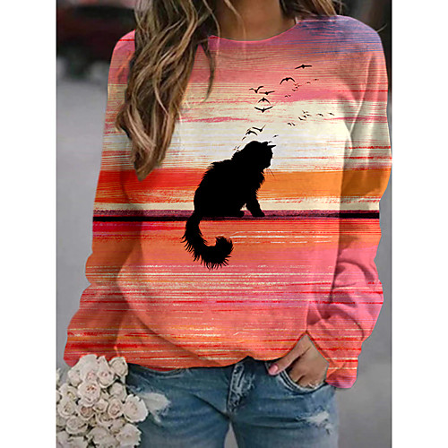Women's Pullover Hoodie Sweatshirt Striped Cat Graphic Print Daily Other Prints Basic Casual Hoodies Sweatshirts Blue Purple Yellow
Women's Pullover Hoodie Sweatshirt Striped Cat Graphic Print Daily Other Prints Basic Casual Hoodies Sweatshirts Blue Purple Yellow