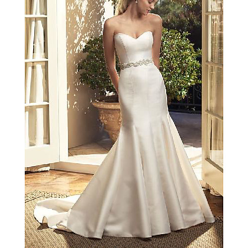 Mermaid / Trumpet Wedding Dresses Strapless Sweep / Brush Train Satin Sleeveless Country Simple with Sashes / Ribbons 2021
Mermaid / Trumpet Wedding Dresses Strapless Sweep / Brush Train Satin Sleeveless Country Simple with Sashes / Ribbons 2021