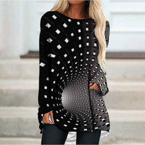 Women's Shift Dress Short Mini Dress Black Long Sleeve Geometric Print Spring Round Neck Casual Loose 2021 M L XL XXL 3XL
Women's Shift Dress Short Mini Dress Black Long Sleeve Geometric Print Spring Round Neck Casual Loose 2021 M L XL XXL 3XL