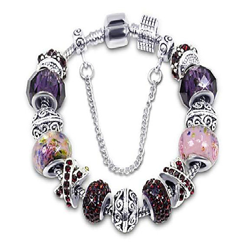 silver tone charm bracelet with purple crystal and murano glass beads snake chain for women & girls
silver tone charm bracelet with purple crystal and murano glass beads snake chain for women & girls