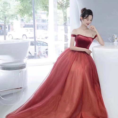 Ball Gown Elegant Vintage Engagement Formal Evening Dress Off Shoulder Short Sleeve Sweep / Brush Train Tulle with Overskirt 2021
Ball Gown Elegant Vintage Engagement Formal Evening Dress Off Shoulder Short Sleeve Sweep / Brush Train Tulle with Overskirt 2021