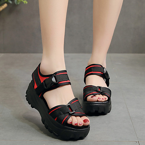 Women's Sandals Wedge Heel Open Toe Flat Sandals Daily Elastic Fabric Black Red
Women's Sandals Wedge Heel Open Toe Flat Sandals Daily Elastic Fabric Black Red