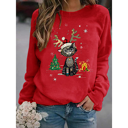 Women's Pullover Sweatshirt Cat Graphic Christmas Daily Basic Christmas Hoodies Sweatshirts Red
Women's Pullover Sweatshirt Cat Graphic Christmas Daily Basic Christmas Hoodies Sweatshirts Red