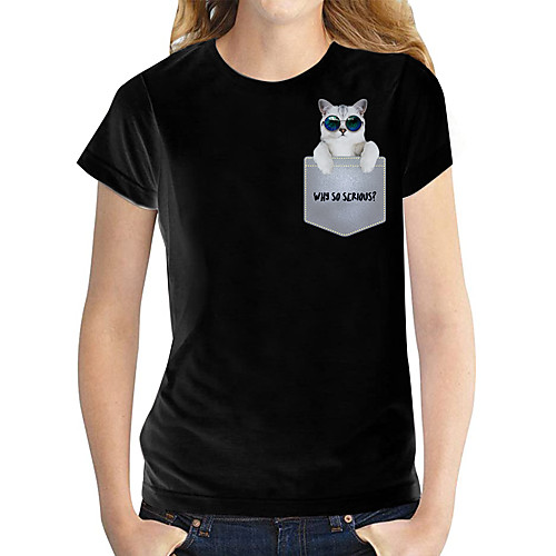 Women's T shirt Cat 3D Graphic Prints Print Round Neck Tops 100% Cotton Basic Basic Top White Black
Women's T shirt Cat 3D Graphic Prints Print Round Neck Tops 100% Cotton Basic Basic Top White Black