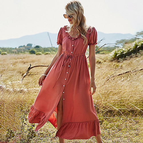 Women's A Line Dress Maxi long Dress Orange Short Sleeve Solid Color Ruched Ruffle Patchwork Summer Round Neck Sexy Puff Sleeve 2021 S M L XL
Women's A Line Dress Maxi long Dress Orange Short Sleeve Solid Color Ruched Ruffle Patchwork Summer Round Neck Sexy Puff Sleeve 2021 S M L XL