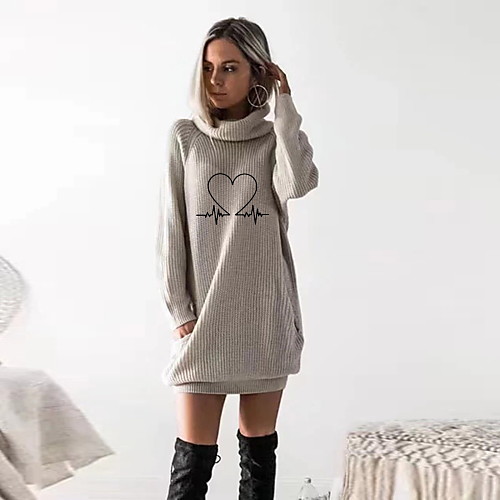 Women's T shirt Dress Heart Graphic Prints Long Sleeve Cowl Neck Tops Black Wine Camel
Women's T shirt Dress Heart Graphic Prints Long Sleeve Cowl Neck Tops Black Wine Camel
