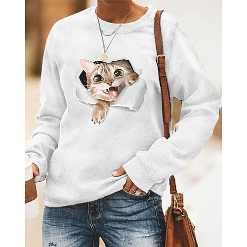 Women's Pullover Sweatshirt Cat Graphic 3D Print Daily 3D Print Basic Casual Hoodies Sweatshirts White
Women's Pullover Sweatshirt Cat Graphic 3D Print Daily 3D Print Basic Casual Hoodies Sweatshirts White