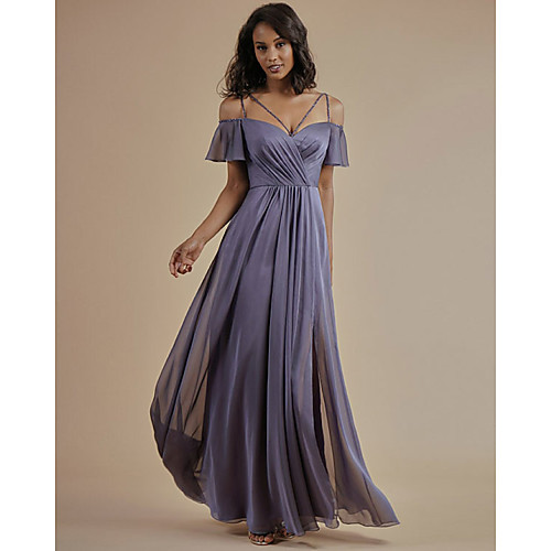 A-Line Spaghetti Strap Floor Length Chiffon Bridesmaid Dress with Beading / Split Front / Open Back
A-Line Spaghetti Strap Floor Length Chiffon Bridesmaid Dress with Beading / Split Front / Open Back