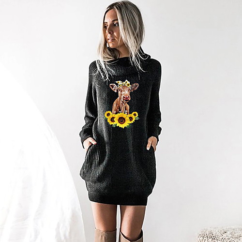 Women's T shirt Dress Floral Graphic Prints Animal Long Sleeve Cowl Neck Tops Black Wine Camel
Women's T shirt Dress Floral Graphic Prints Animal Long Sleeve Cowl Neck Tops Black Wine Camel