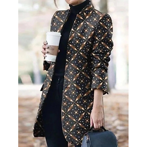 Women's Trench Coat Going out Fall & Winter Long Coat Stand Collar Regular Fit Jacket Long Sleeve Striped Print Khaki Black / Plus Size
Women's Trench Coat Going out Fall & Winter Long Coat Stand Collar Regular Fit Jacket Long Sleeve Striped Print Khaki Black / Plus Size