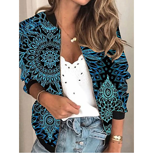 Women's Jacket Going out Spring & Fall Regular Coat Stand Collar Loose 3D Print Streetwear Jacket Long Sleeve Print Patchwork Royal Blue / Work
Women's Jacket Going out Spring & Fall Regular Coat Stand Collar Loose 3D Print Streetwear Jacket Long Sleeve Print Patchwork Royal Blue / Work