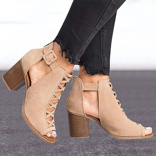 Women's Sandals Chunky Heel Peep Toe Casual Daily Walking Shoes Faux Leather Solid Colored Black Beige
Women's Sandals Chunky Heel Peep Toe Casual Daily Walking Shoes Faux Leather Solid Colored Black Beige