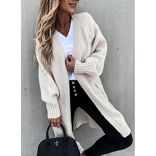 Women's Casual Knitted Solid Color Cardigan Sweater Long Sleeve Loose Sweater Cardigans V Neck Open Front Fall Winter Blue Green Black / Holiday
Women's Casual Knitted Solid Color Cardigan Sweater Long Sleeve Loose Sweater Cardigans V Neck Open Front Fall Winter Blue Green Black / Holiday
