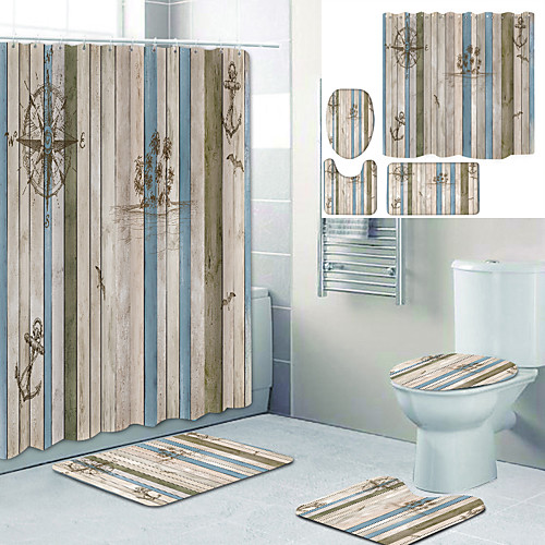 Plank Anchor Printed Bathtub Curtain Liner Covered With Waterproof Fabric Shower Curtain For Bathroom Home Decoration With Hook Floor Mat And Four-piece Toilet Mat
Plank Anchor Printed Bathtub Curtain Liner Covered With Waterproof Fabric Shower Curtain For Bathroom Home Decoration With Hook Floor Mat And Four-piece Toilet Mat