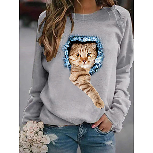 Women's Hoodie Sweatshirt Cat Graphic 3D Daily Basic Casual Hoodies Sweatshirts Gray White Black
Women's Hoodie Sweatshirt Cat Graphic 3D Daily Basic Casual Hoodies Sweatshirts Gray White Black