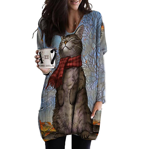 Women's T Shirt Dress Tee Dress Short Mini Dress Long Sleeve Print Cat Animal Patchwork Print Fall Spring Plus Size 3D Print Casual 2021 Light Brown M L XL XXL 3XL
Women's T Shirt Dress Tee Dress Short Mini Dress Long Sleeve Print Cat Animal Patchwork Print Fall Spring Plus Size 3D Print Casual 2021 Light Brown M L XL XXL 3XL