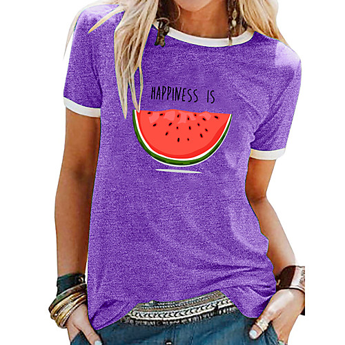 Women's T shirt Graphic Text Fruit Patchwork Print Round Neck Tops Basic Basic Top White Black Blue
Women's T shirt Graphic Text Fruit Patchwork Print Round Neck Tops Basic Basic Top White Black Blue