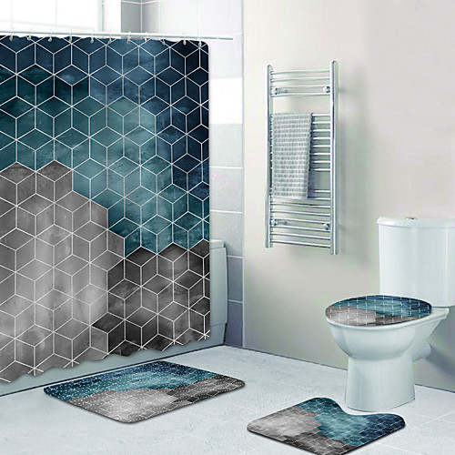Simple Lattice Digital Printing Four-piece Set Shower Curtains And Hooks Modern Polyester Machine Made Waterproof Bathroom
Simple Lattice Digital Printing Four-piece Set Shower Curtains And Hooks Modern Polyester Machine Made Waterproof Bathroom