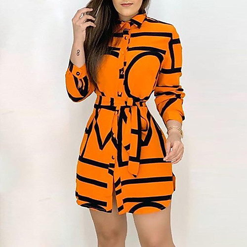 Women's Shirt Dress Knee Length Dress Orange Long Sleeve Print Fall Spring Casual Loose 2021 S M L XL XXL 3XL
Women's Shirt Dress Knee Length Dress Orange Long Sleeve Print Fall Spring Casual Loose 2021 S M L XL XXL 3XL