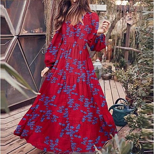 Women's Swing Dress Maxi long Dress Green Red Long Sleeve Print Print Fall V Neck Boho Going out vacation dresses Loose 2021 S M L XL XXL 3XL / Cotton / Cotton
Women's Swing Dress Maxi long Dress Green Red Long Sleeve Print Print Fall V Neck Boho Going out vacation dresses Loose 2021 S M L XL XXL 3XL / Cotton / Cotton