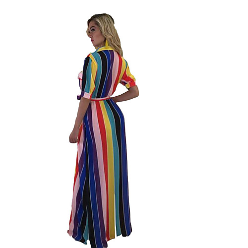 Women's Sheath Dress Maxi long Dress Rainbow Half Sleeve Striped Patchwork Fall Spring Shirt Collar Elegant 2021 S M L XL XXL
Women's Sheath Dress Maxi long Dress Rainbow Half Sleeve Striped Patchwork Fall Spring Shirt Collar Elegant 2021 S M L XL XXL
