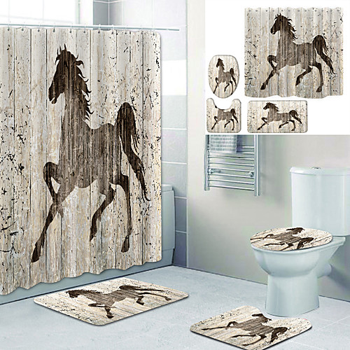 Painting Running Horse Printed Bathtub Curtain Liner Covered With Waterproof Fabric Shower Curtain For Bathroom Home Decoration With Hook Floor Mat And Four-piece Toilet Mat
Painting Running Horse Printed Bathtub Curtain Liner Covered With Waterproof Fabric Shower Curtain For Bathroom Home Decoration With Hook Floor Mat And Four-piece Toilet Mat