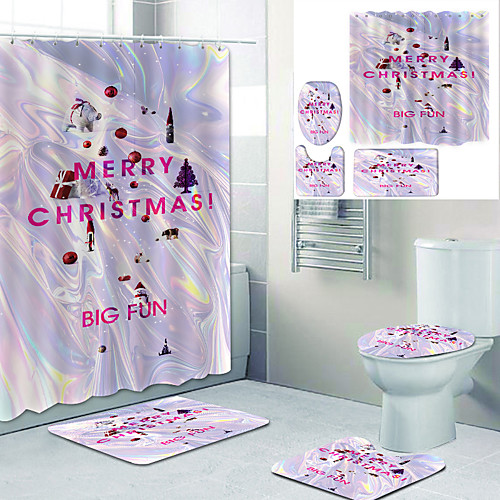 Christmas Tree And Gifts Printed Bathtub Curtain Liner Covered With Waterproof Fabric Shower Curtain For Bathroom Home Decoration With Hook Floor Mat And Four-piece Toilet Mat
Christmas Tree And Gifts Printed Bathtub Curtain Liner Covered With Waterproof Fabric Shower Curtain For Bathroom Home Decoration With Hook Floor Mat And Four-piece Toilet Mat