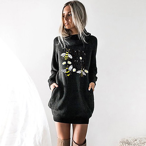 Women's T shirt Dress Graphic Prints Bee Long Sleeve Cowl Neck Tops Black Wine Camel
Women's T shirt Dress Graphic Prints Bee Long Sleeve Cowl Neck Tops Black Wine Camel